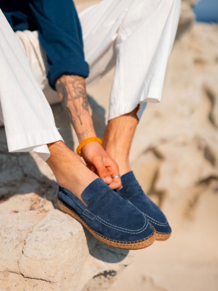 Erkek Hakiki Deri Mavi Süet Loafer Erkek Hakiki Deri Mavi Süet Loafer