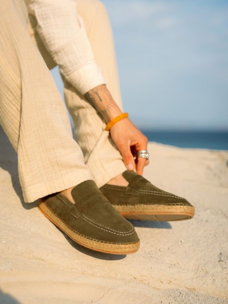 Erkek Hakiki Deri Haki Süet Loafer Erkek Hakiki Deri Haki Süet Loafer