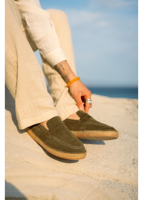 Rose Hakiki Deri Haki Süet Loafer Loafer