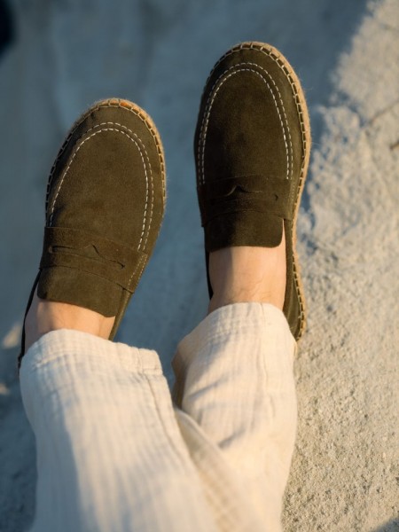 Erkek Hakiki Deri Haki Süet Loafer Erkek Hakiki Deri Haki Süet Loafer