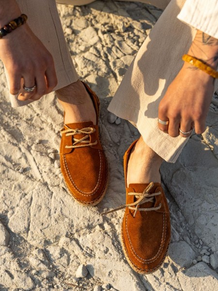 Erkek Hakiki Deri Taba Bağcıklı Espadril Erkek Hakiki Deri Taba Bağcıklı Espadril
