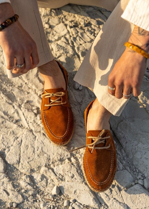 Fleur Hakiki Deri Taba Bağcıklı Espadril