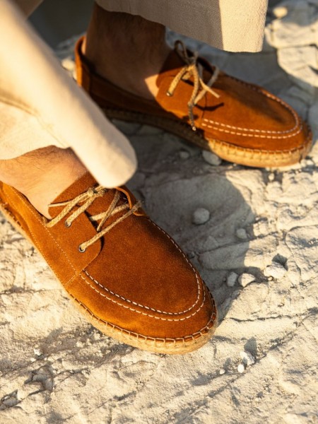 Erkek Hakiki Deri Taba Bağcıklı Espadril Erkek Hakiki Deri Taba Bağcıklı Espadril