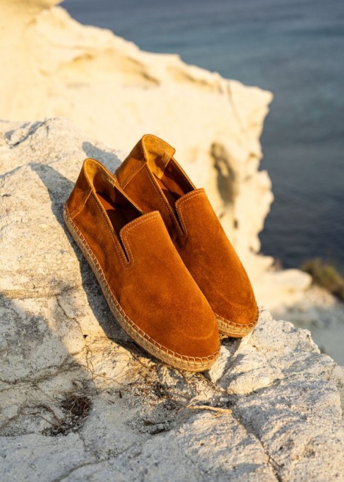 Dina Hakiki Deri Taba Lastikli Espadril