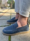 Lotus Erkek Suni Deri Mavi Loafer Espadril