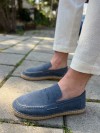 Lotus Erkek Suni Deri Mavi Loafer Espadril