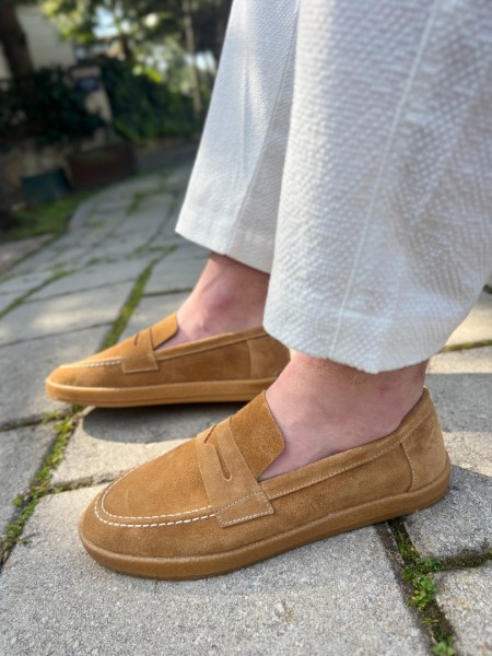 Ember Hakiki Deri Camel Loafer ayakkabı