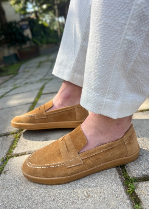 Ember Hakiki Deri Camel Loafer ayakkabı