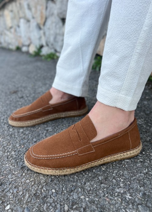 Lotus Erkek Suni Deri Taba Loafer Espadril