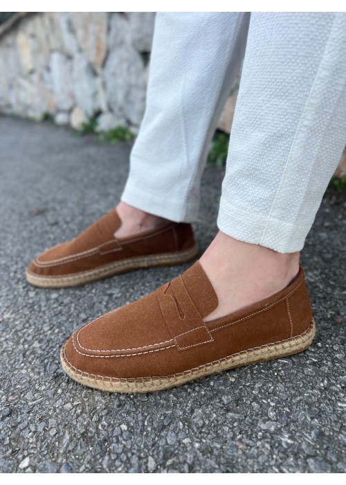 Lotus Erkek Suni Deri Taba Loafer Espadril