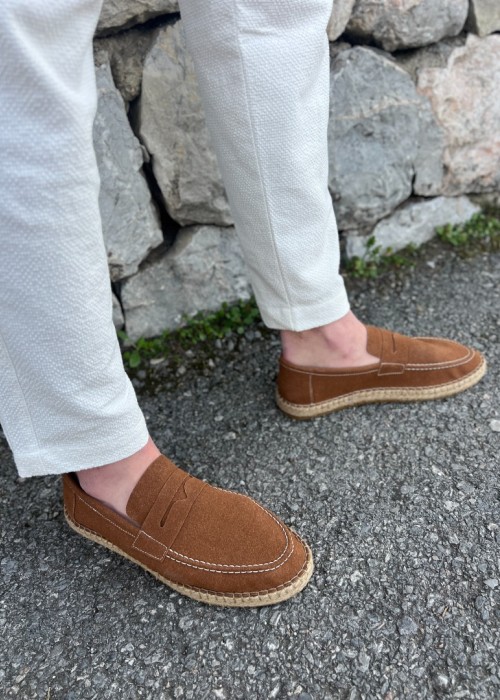 Lotus Erkek Suni Deri Taba Loafer Espadril