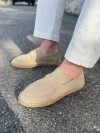 Lotus Erkek Suni Deri Bej Loafer Espadril