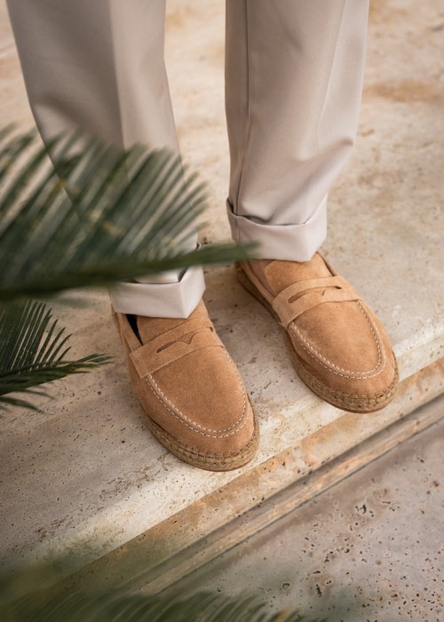 Rose Erkek Hakiki Deri Bej Süet Loafer