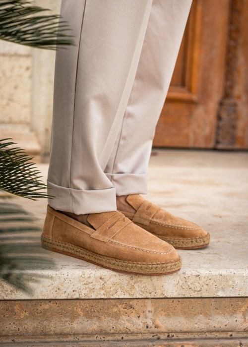 Rose Erkek Hakiki Deri Bej Süet Loafer